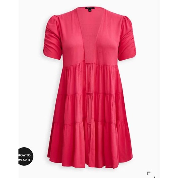 Torrid Swim Cover Up Cardigan Womens 1X 14W 16W Crinkle Gauze Beach Boho Ruffles - Picture 11 of 12